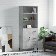 Credenza grigio cemento 69,5x34x180 cm in legno multistrato