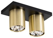 Faretto moderno da soffitto nero con oro a 2 luci - Tubo