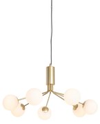 Lampada a sospensione Art Déco oro con vetro opale 7 luci - Coby