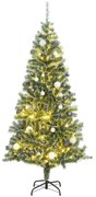 Albero di Natale Artificiale con 300 LED Palline e Neve, Albero di Natale Artificiale con 300 LED Palline e Neve 180 cm