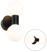 Lampada da parete moderna nera IP44 2 luci - Cederic