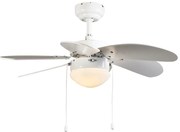 Ventilatore da soffitto bianco con stampa legno 80 cm con interruttore a catena - Fresh