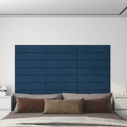 Pannelli Murali 12 Pz Blu 60x15 Cm Velluto 1,08 M² /