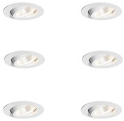 Set di 6 faretti da incasso bianchi 6,8 cm con LED 750 lm dimmerabili IP23 - Gaius