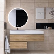 Mobile Bagno Sospeso "Carlotta" Da 120 Cm Composto Da Tre Cassetti Con Vasca a SX Finitura Rovere Americano