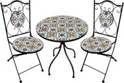 Set Bistrot Tavolo Maioliche D60xH75 Con 2 Sedie Pieghevoli Fiocco