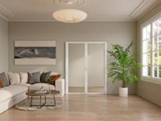 Blocco porta reversibile a due battenti 2 x H204 x L73 cm in Alluminio e Vetro temperato Bianco  - LOXTON