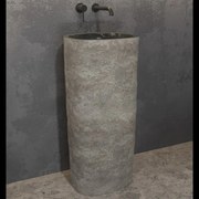 Lavabo da terra in pietra naturale grigia altezza 90 cm | - KAMALU