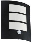 Applique Esterno Sensore Contemp City Metallo Nero Policarbonato Bianco E27