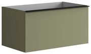 Mobile da bagno sospeso sotto lavabo L 80 x H 40 x P 45.5 cm verde laccato opaco, 2 cassetti Pixel
