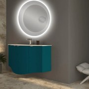 Mobile sottolavabo e lavabo Onda per vasca centrale blu petrolio L 138 x H 70 x P 51 cm