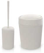 Set accessori bagno scopino e pattumiera beige in plastica Ring