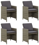 Sedie da giardino 4 pz con cuscini in polyrattan grigio