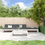 Set divani da giardino 4pz con cuscini in legno massello bianco