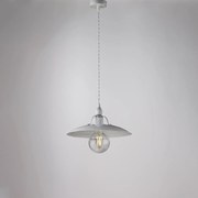 Sospensione Cantina Stile Industrial 1 Luce Ferro Bianco E Argento