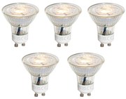 Set di 5 lampadine LED GU10 50mm trasparenti, 4.5W 380 lm, temperatura colore dimmerabile a 3 fasi (2000-2700K)