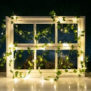 Catena decorata con foglie di edera a energia solare 100 Led 10 metri Bianco caldo Aigostar