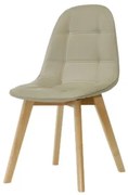 Sedia Nordica Trapuntata Con Gambe In Legno Tortora Imbottita Design Moderno