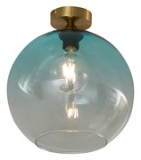 Plafoniera Art Déco ottone con vetro blu - Sandra