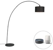 Lampada da terra ad arco moderna intelligente nera incl. A60 Wifi - Vinossa
