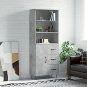 Credenza grigio cemento 69,5x34x180 cm in legno multistrato