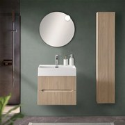 Mobile bagno sospeso cannettato 60 cm teak sabbiato con specchio   Bali