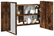 Armadietto A Specchio Con Led Rovere Fumo 80x12x45cm Acrilico /