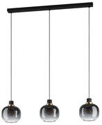 Lampadario Contemporaneo Oilella 3 Luci Acciaio Nero E Ottone Diffusore Nero