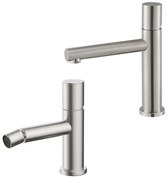 Set miscelatori lavabo e bidet satinato senza leva in acciaio inox Gemini