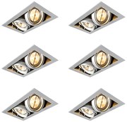 Set di 6 faretti da incasso in acciaio AR111 orientabili 2 luci - Oneon