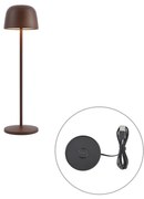 Lampada da tavolo marrone ruggine con LED ricaricabile con stazione di ricarica IP65 - Raika