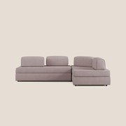 Liberty divano angolare con pouf estraibile e schienali movibili in tessuto morbido impermeabile T02 rosa