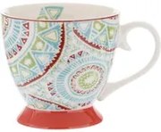 Tazza tè decoro mandala azzurra in New Bone China, 450 ml