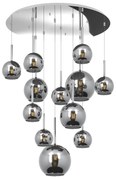 Lampadario Contemporaneo Future Metallo Cromo Vetro Mix 12 Luci E27