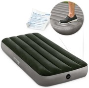 Materasso mezza piazza gonfiabile Intex airbed dura-beam standard downy' con pompa a pedale verde 76x191x25 cm - cod. 64760