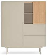 Cassettiera alta beige/naturale in rovere 100x45 cm Otto - Teulat