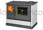 Cucina A Legna In Acciaio 7,9 kW Con Forno E Cassetto Portalegna K-Line Social Bianca