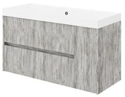 Mobile sottolavabo e lavabo Portofino grigio antico in mdf L 100 x H 50.5 x P 40 cm, 1 anta 2 cassetti