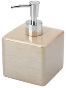 Dispenser Sapone In Ceramica Lucida Beige A Forma Di Cubo