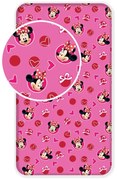 Lenzuolo con angoli per bambini rosa in cotone 90x200 cm Minnie "Hearts" – Jerry Fabrics