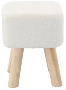 Sgabello bianco con gambe in legno 26 x 26 x 34 cm