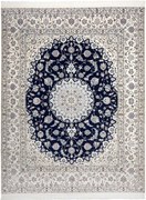 Nain Tappeto 210 x 260 Blu (Iran) Annodato A Mano