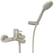 Rubinetto per vasca getto laminare cristallino TAYRONA per muro nichel spazzolato HUBER