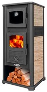 Stufa A Legna In Acciaio E Ghisa 12,1 kW Con Forno K-Line Roma Beige