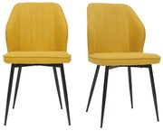 Sedie design in tessuto effetto velluto giallo senape e base metallo nero (set di 2) FANETTE