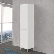 Colonna Portasciugamani A Terra "Mondo 2.0" Da 183 Cm Composto Da Due Ante Completo Di Cesta Portabiancheria Finitura Bianco Opaco/Bianco Laccato