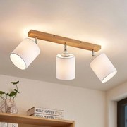 Lindby fatto da soffitto Imarin, 56 cm, a 3 luci, bianco, legno