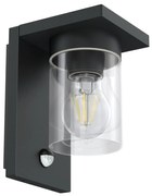 Applique Nera IP54 con Base E27 e Sensore di Movimento - Serie RIGA