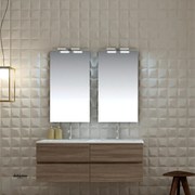 Mobile Bagno Sospeso "Eko-One" Da 120 Cm Composto Da Una Quattro Cassetti Lavabo Doppia Vasca E Specchi Con Lampade Led