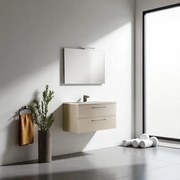Mobile da bagno sospeso 102 cm con lavabo integrato e specchio Tortora Opaco - MAYA1